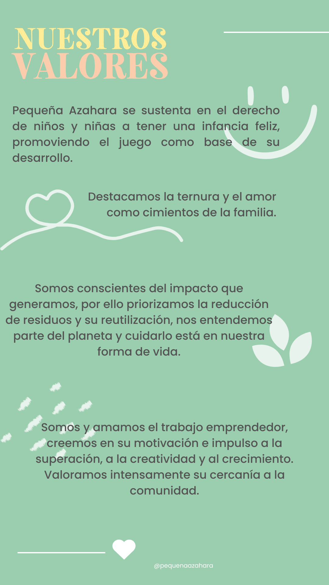 Valores de Pequeña Azahara emprendimiento ropa de niños y bebes